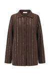 SWAYING 25 Autumn and Winter Sequin Embroidered Cashmere Shirt SW-SW25AW1T30C3S2-KAFEI Coffee